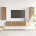 Muebles de TV de pared 4 uds madera ingeniería roble artesanal