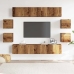 Conjunto de mueble de TV 8 piezas montado la pared madera vieja