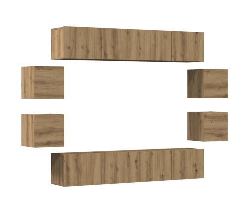 Mueble para TV de pared madera contrachapada artesanal 8 piezas