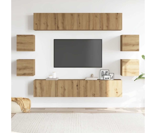 Mueble para TV de pared madera contrachapada artesanal 8 piezas