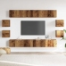 Conjunto de mueble de TV 8 piezas montado la pared madera vieja