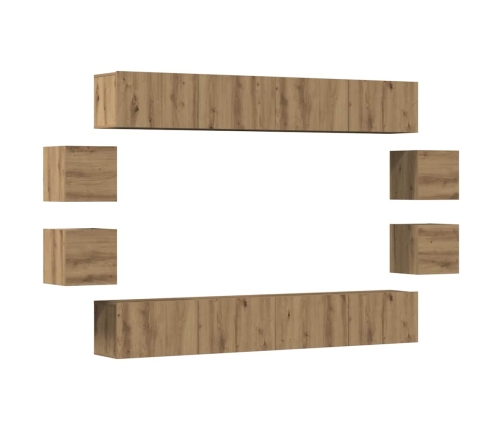 Mueble para TV de pared madera contrachapada artesanal 8 piezas