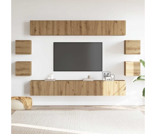 Mueble para TV de pared madera contrachapada artesanal 8 piezas