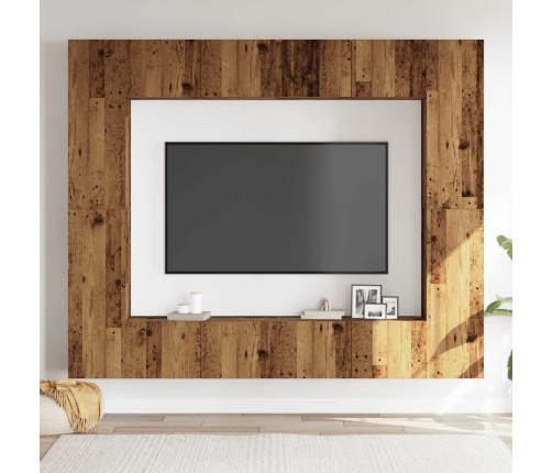 Conjunto de mueble de TV 8 piezas montado la pared madera vieja