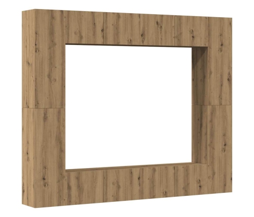 Mueble para TV de pared madera contrachapada artesanal 8 piezas