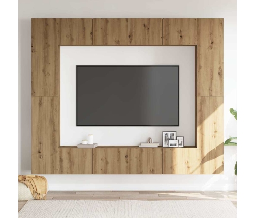 Mueble para TV de pared madera contrachapada artesanal 8 piezas