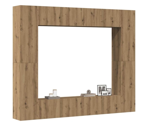 Mueble para TV de pared madera contrachapada artesanal 8 piezas