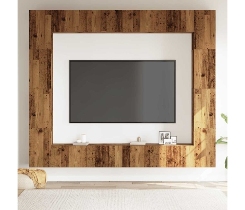 Conjunto de mueble de TV 8 piezas montado la pared madera vieja