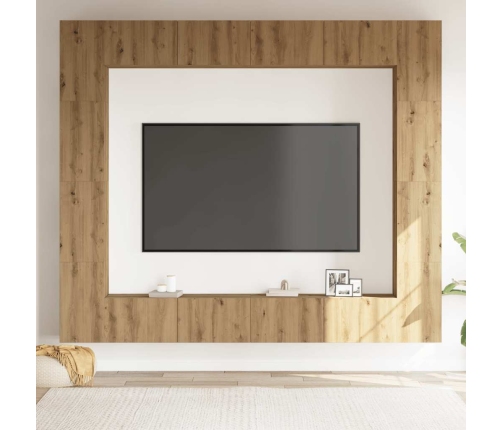 Mueble para TV de pared madera contrachapada artesanal 8 piezas