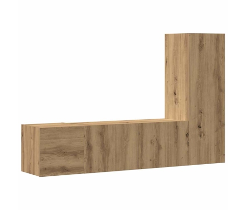 Muebles de TV de pared 3 uds madera ingeniería roble artesanal