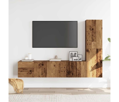 Muebles de TV de pared 3 uds madera vieja madera de ingeniería