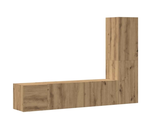 Muebles de TV de pared 3 uds madera ingeniería roble artesanal