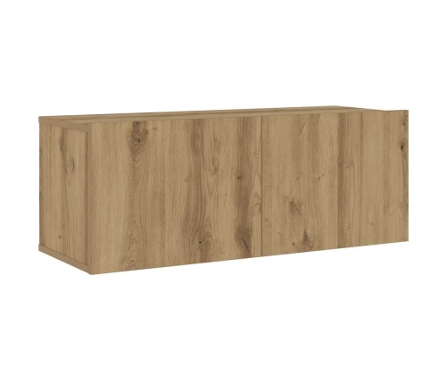 Muebles de TV de pared 3 uds madera ingeniería roble artesanal