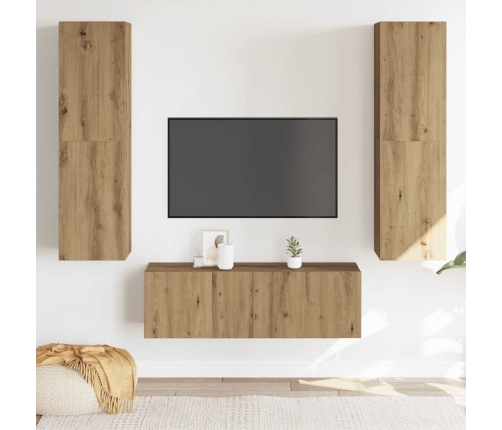 Muebles de TV de pared 3 uds madera ingeniería roble artesanal