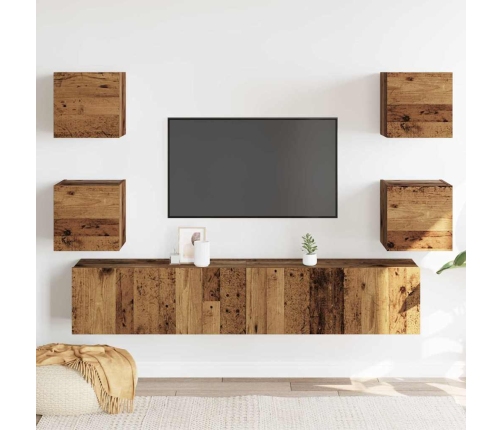 Muebles de TV de pared 6 uds madera vieja madera de ingeniería