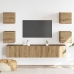 Muebles de TV de pared 6 uds madera ingeniería roble artesanal