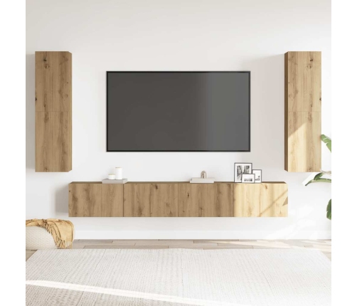 Muebles de TV de pared 4 uds madera ingeniería roble artesanal