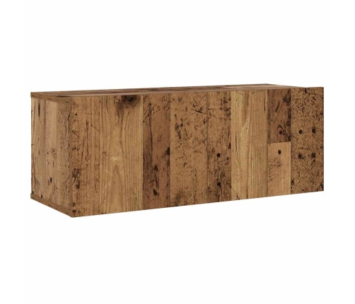 Conjunto de mueble de TV 8 piezas montado la pared madera vieja