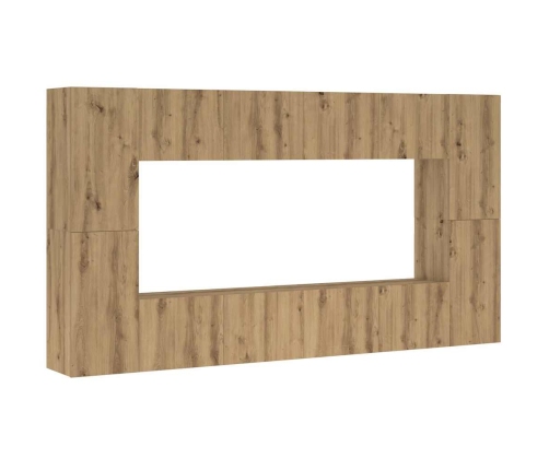 Mueble para TV de pared madera contrachapada artesanal 8 piezas