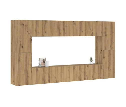 Mueble para TV de pared madera contrachapada artesanal 8 piezas