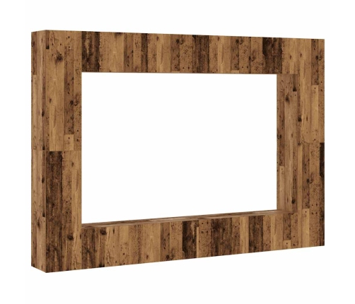 Conjunto de mueble de TV 8 piezas montado la pared madera vieja