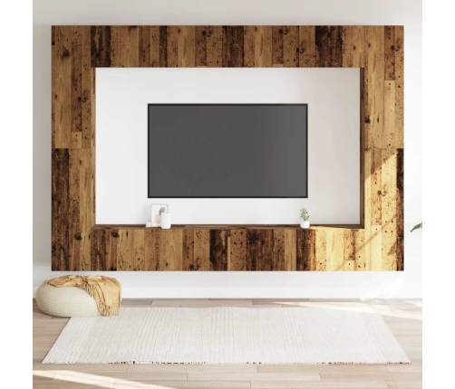 Conjunto de mueble de TV 8 piezas montado la pared madera vieja