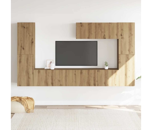 Muebles de TV de pared 7 uds madera ingeniería roble artesanal