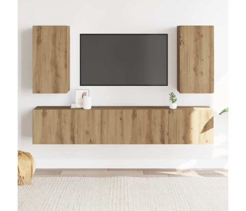 Muebles de TV de pared 4 uds madera ingeniería roble artesanal