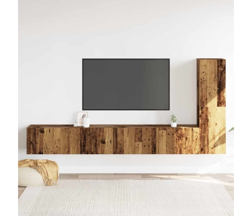 Muebles de TV de pared 3 uds madera vieja madera de ingeniería