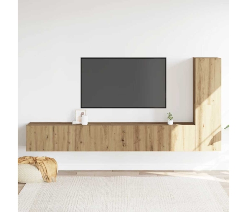 Muebles de TV de pared 3 uds madera ingeniería roble artesanal