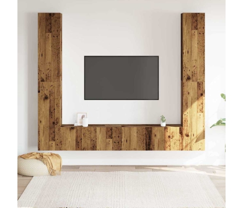 Muebles de TV de pared 6 uds madera vieja madera de ingeniería