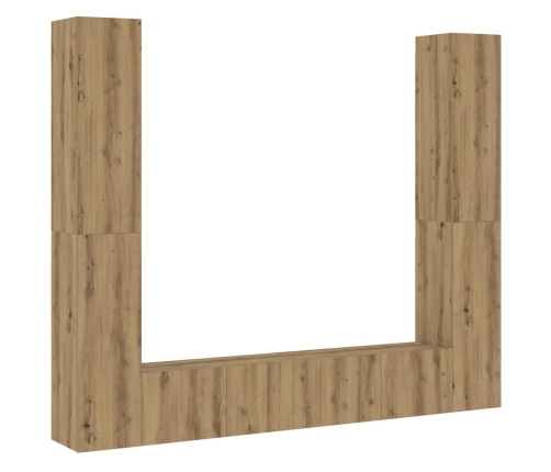 Muebles de TV de pared 6 uds madera ingeniería roble artesanal