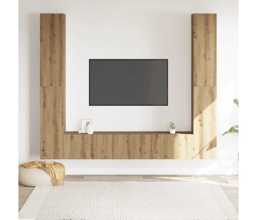 Muebles de TV de pared 6 uds madera ingeniería roble artesanal