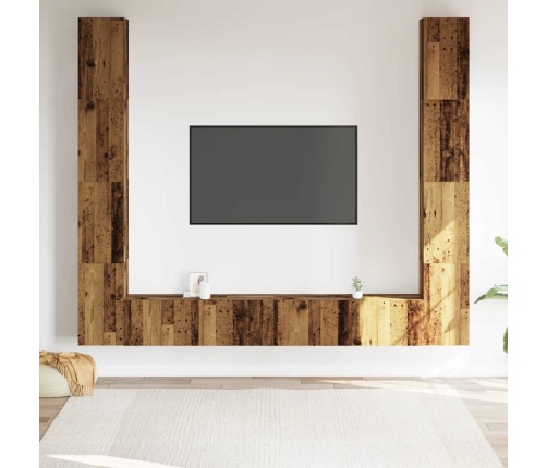 Muebles de TV de pared 6 uds madera vieja madera de ingeniería