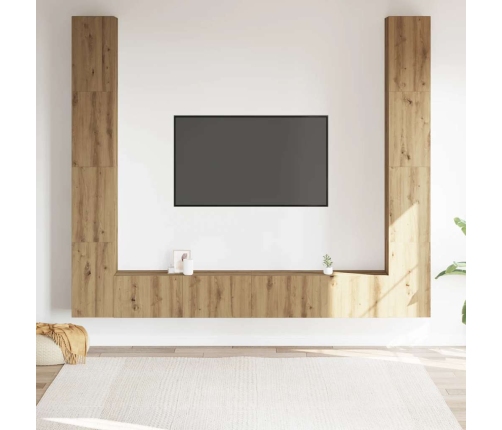 Muebles de TV de pared 6 uds madera ingeniería roble artesanal