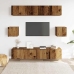 Conjunto de mueble de TV 6 piezas montado la pared madera vieja