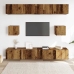 Conjunto de mueble de TV 6 piezas montado la pared madera vieja