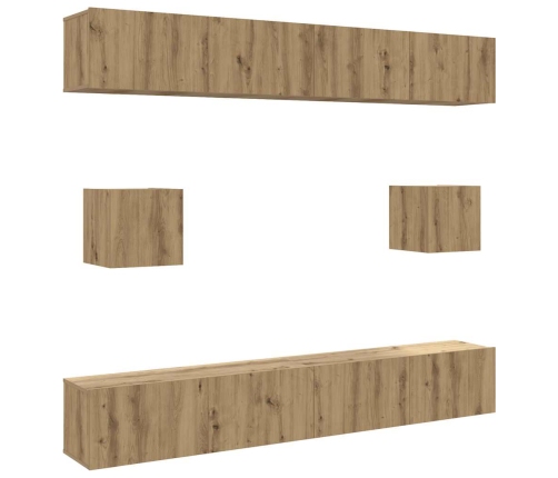 Mueble para TV de pared madera contrachapada artesanal 6 piezas