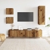 Conjunto de mueble de TV 5 piezas montado la pared madera vieja