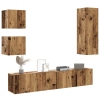 Conjunto de mueble de TV 5 piezas montado la pared madera vieja