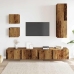 Conjunto de mueble de TV 5 piezas montado la pared madera vieja