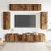 Conjunto de mueble de TV 6 piezas montado la pared madera vieja