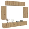 Mueble para TV de pared madera contrachapada artesanal 6 piezas