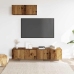 Conjunto de mueble de TV 3 piezas montado la pared madera vieja