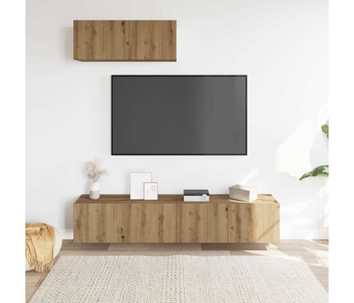 Mueble para TV de pared madera contrachapada artesanal 3 piezas