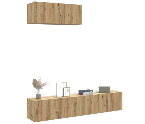 Mueble para TV de pared madera contrachapada artesanal 3 piezas