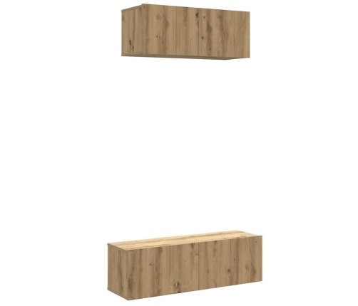 Mueble para TV de pared madera contrachapada artesanal 2 piezas