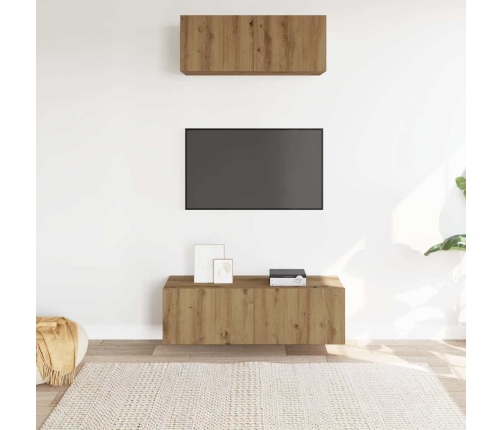 Mueble para TV de pared madera contrachapada artesanal 2 piezas