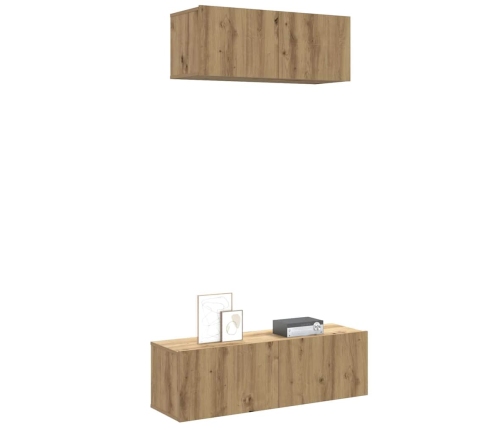 Mueble para TV de pared madera contrachapada artesanal 2 piezas