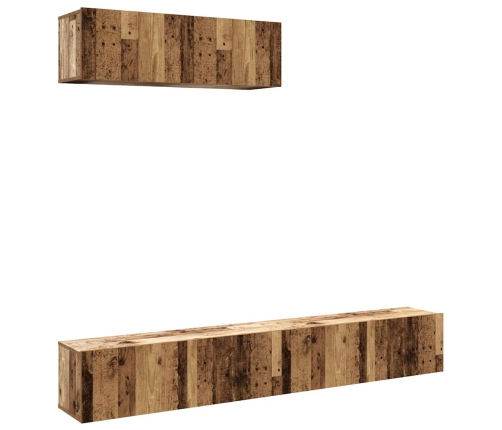 Muebles TV de pared 3 uds madera vieja 100x30x30 cm